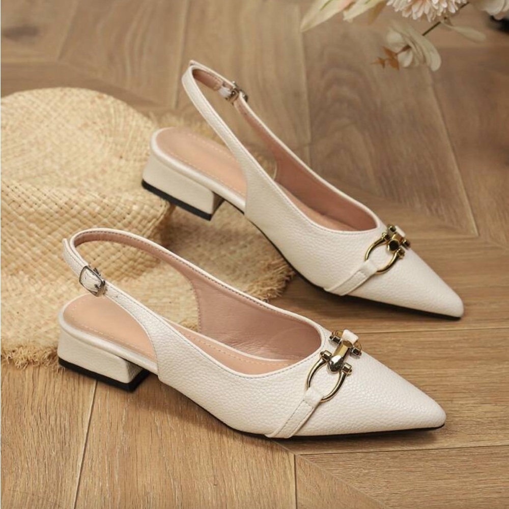 Elegant White Slingback Heels - Picture 2 of 4